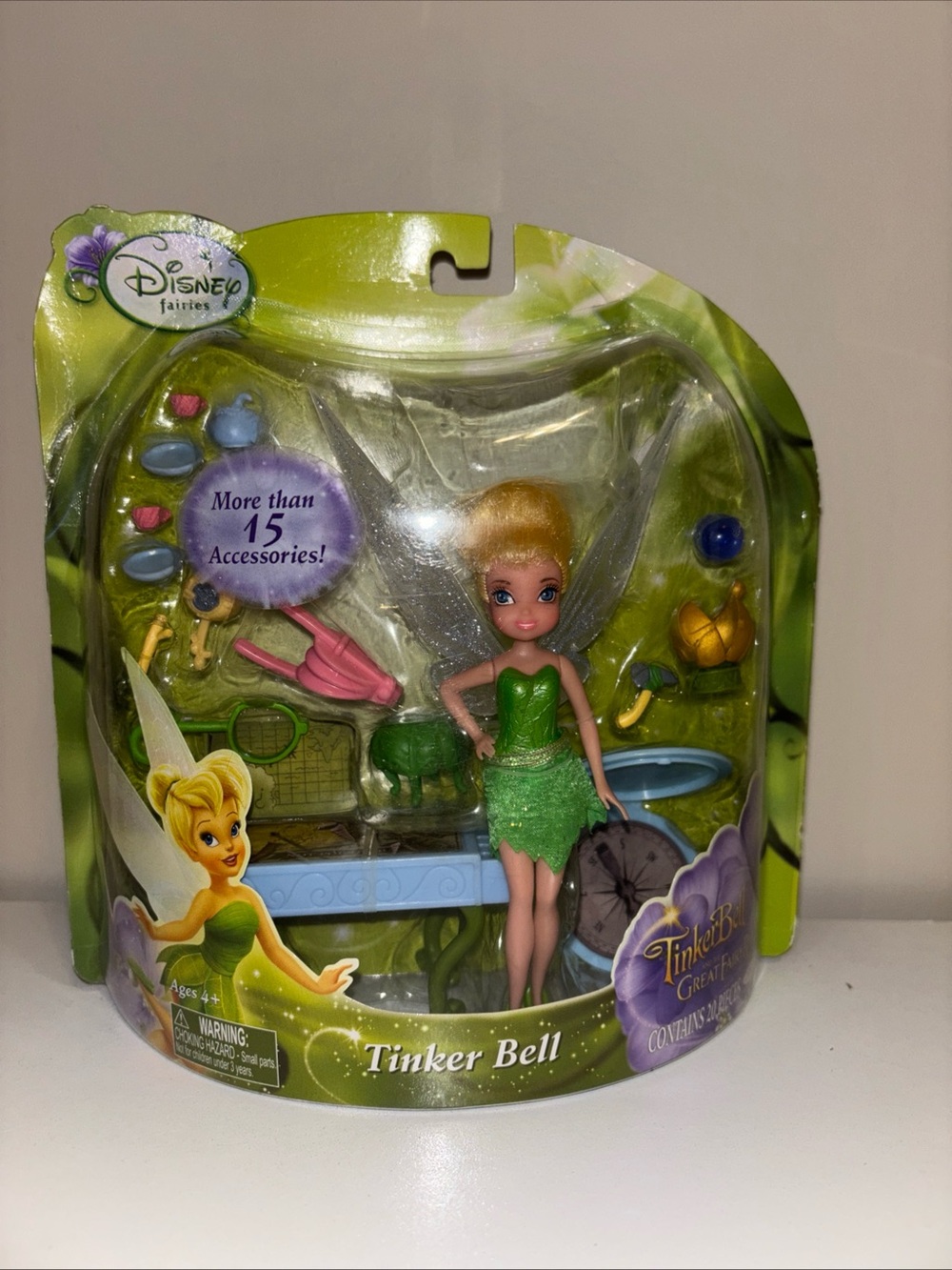 Disney Tinker Bell Doll with Green Outfit and Gold Accessories